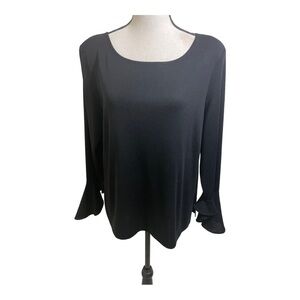 Exclusively Misook womens blouse bell sleeve. Black size Large.